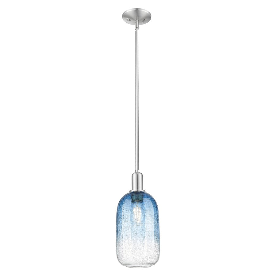 Innovations Brookhaven Cloche 7" Stem Mini Pendant, SN/Blue - 716-1S-SN-G482-7SB