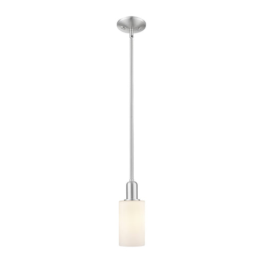 Innovations Clymer 4in 1-Light Mini Pendant | Industrial Brushed Satin Nickel and Matte White Glass | Kitchen Island & Dining Room | Model 716-1S-SN-G801