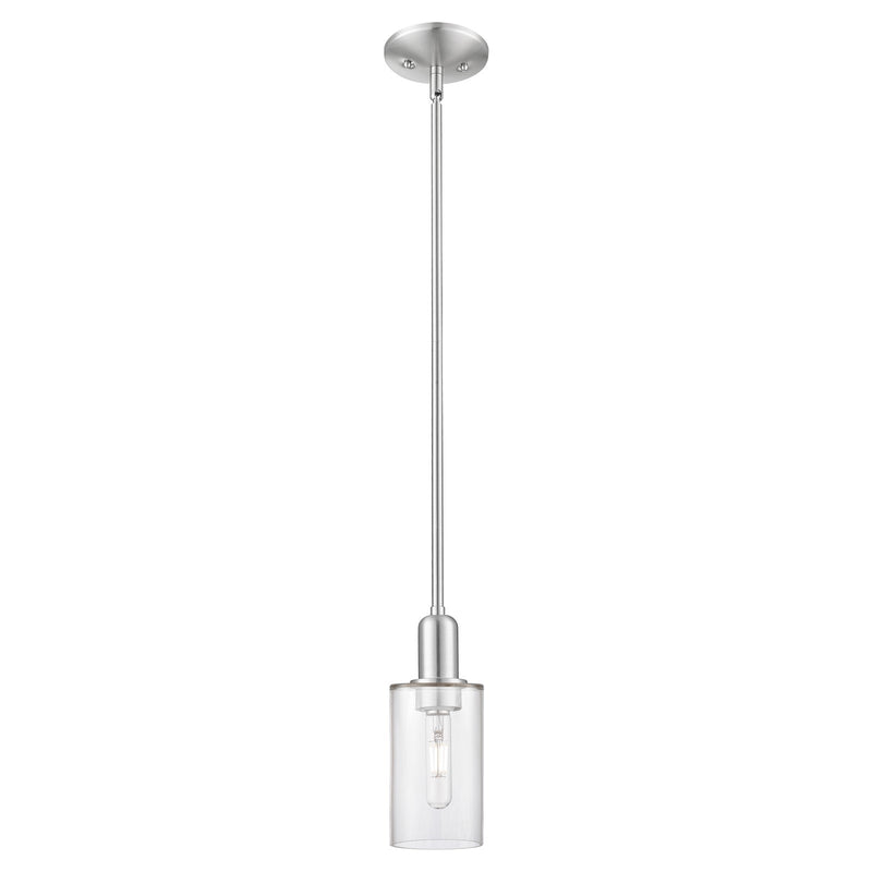 Innovations Clymer 4in 1-Light Mini Pendant | Industrial Brushed Satin Nickel Steel and Clear Glass | Kitchen Island & Dining Room | Model 716-1S-SN-G802