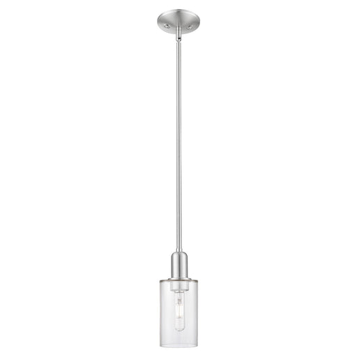 Innovations Clymer 4in 1-Light Mini Pendant | Industrial Brushed Satin Nickel Steel and Clear Glass | Kitchen Island & Dining Room | Model 716-1S-SN-G802