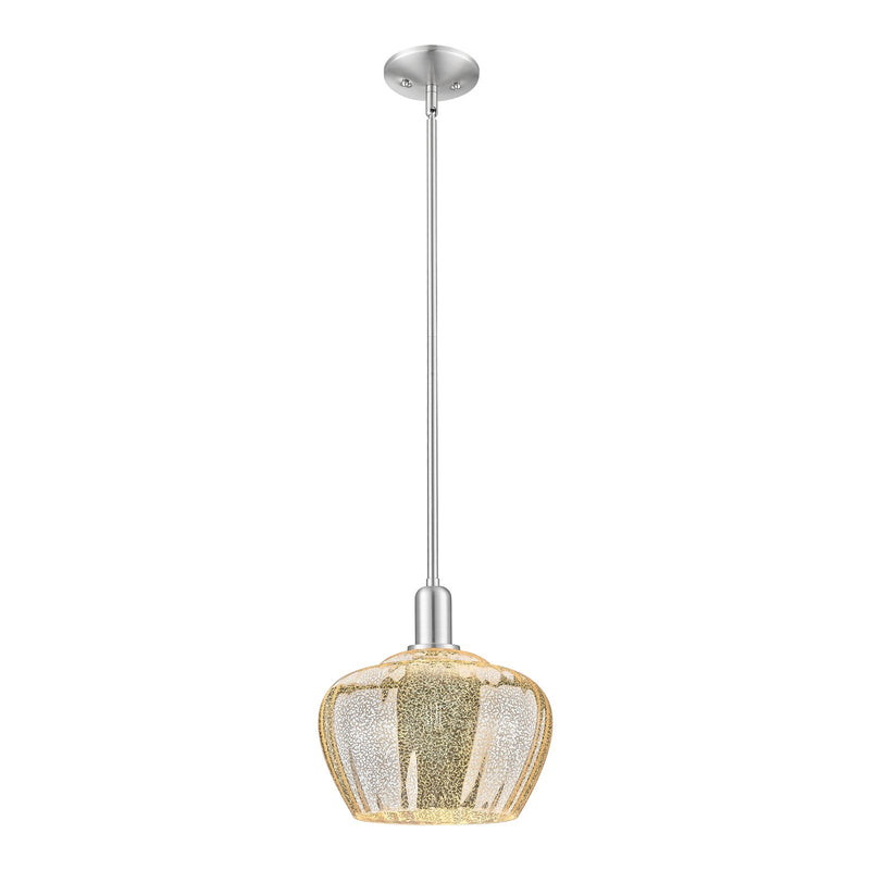 Innovations Fenton 11in 1-Light Mini Pendant | Industrial Brushed Satin Nickel and Mercury Ribbed Glass | Kitchen Island & Dining | Model 716-1S-SN-G96-L