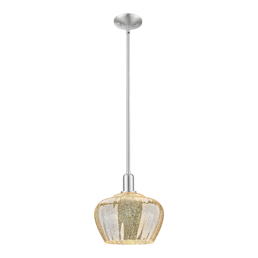 Innovations Fenton 11in 1-Light Mini Pendant | Industrial Brushed Satin Nickel and Mercury Ribbed Glass | Kitchen Island & Dining | Model 716-1S-SN-G96-L