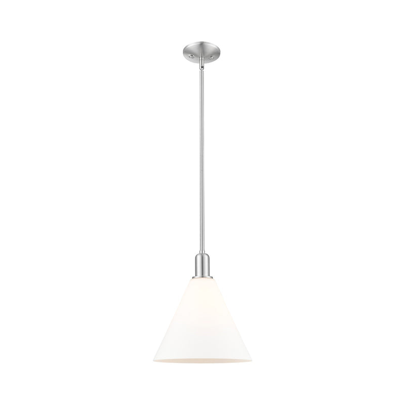 Innovations Berkshire Glass 12in 1-Light Mini Pendant | Industrial Brushed Satin Nickel and Matte White Glass | Kitchen Island & | Model 716-1S-SN-GBC-121