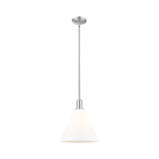 Innovations Berkshire Glass 12in 1-Light Mini Pendant | Industrial Brushed Satin Nickel and Matte White Glass | Kitchen Island & | Model 716-1S-SN-GBC-121