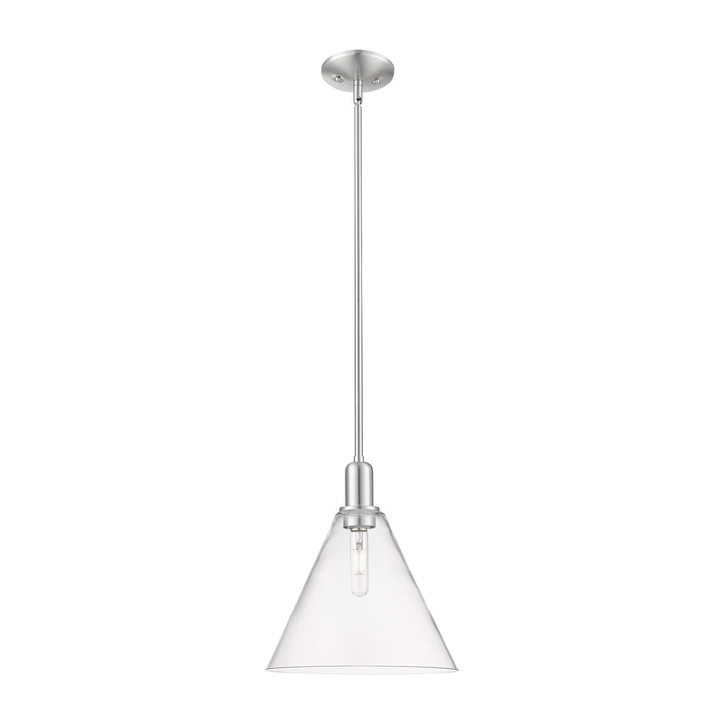 Innovations Berkshire Glass 12in 1-Light Mini Pendant | Industrial Brushed Satin Nickel and Clear Glass | Kitchen Island & | Model 716-1S-SN-GBC-122