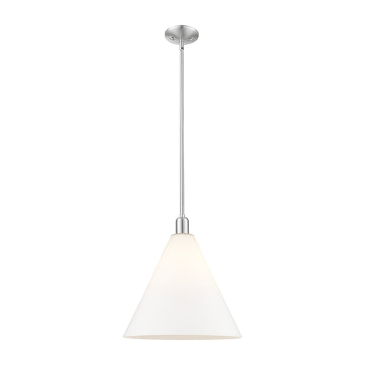 Innovations Berkshire Glass 16in 1-Light Mini Pendant | Industrial Brushed Satin Nickel and Matte White Glass | Kitchen Island & | Model 716-1S-SN-GBC-161