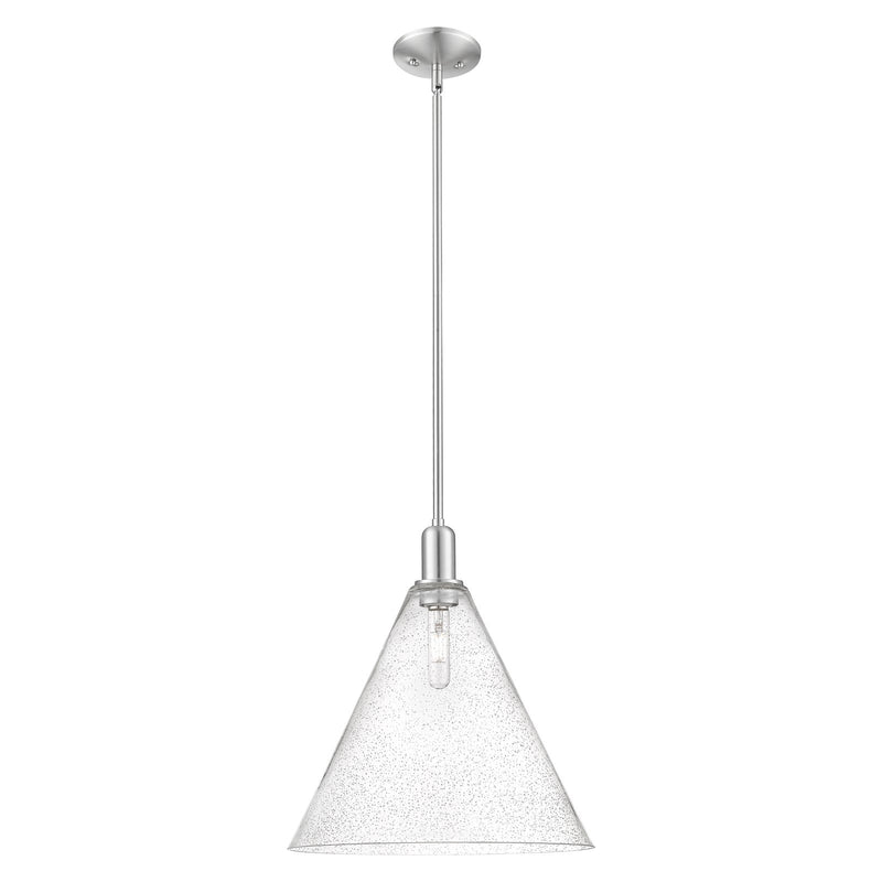 Innovations Berkshire Glass 16in 1-Light Mini Pendant | Industrial Brushed Satin Nickel and Seedy Glass | Kitchen Island & | Model 716-1S-SN-GBC-164