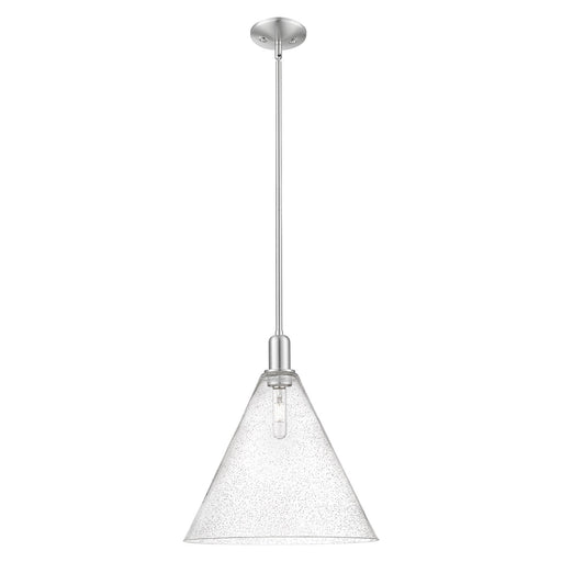 Innovations Berkshire Glass 16in 1-Light Mini Pendant | Industrial Brushed Satin Nickel and Seedy Glass | Kitchen Island & | Model 716-1S-SN-GBC-164