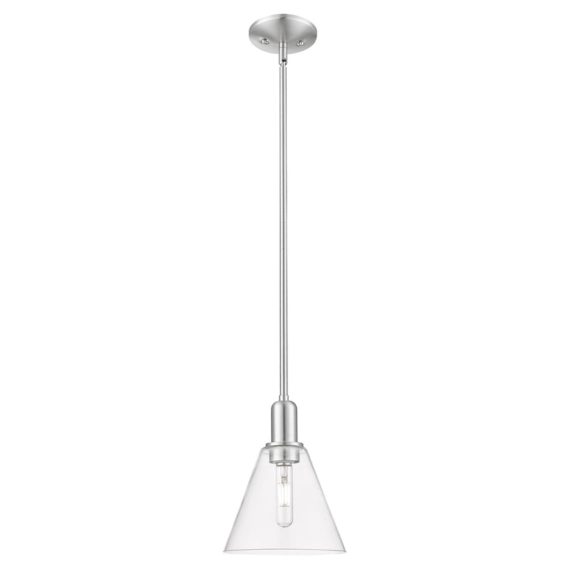 Innovations Berkshire Glass 8in 1-Light Mini Pendant | Industrial Brushed Satin Nickel and Clear Glass | Kitchen Island & Dining | Model 716-1S-SN-GBC-82