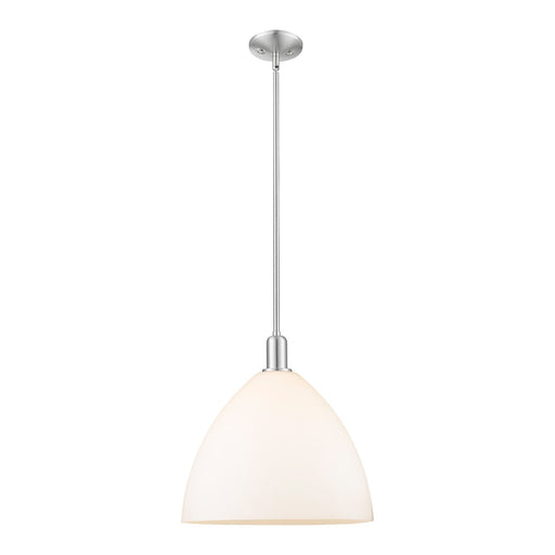 Innovations Bristol 16in 1-Light Mini Pendant | Industrial Brushed Satin Nickel and Matte White Glass | Kitchen Island & Dining | Model 716-1S-SN-GBD-161