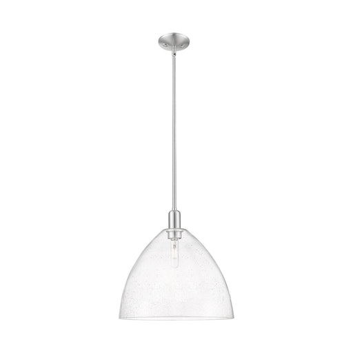 Innovations Bristol 16in 1-Light Mini Pendant | Industrial Brushed Satin Nickel Steel and Seedy Glass | Kitchen Island & Dining | Model 716-1S-SN-GBD-164
