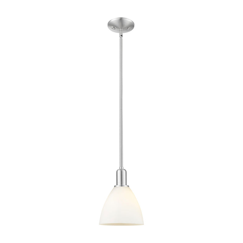 Innovations Bristol 8in 1-Light Mini Pendant | Industrial Brushed Satin Nickel and Matte White Glass | Kitchen Island & Dining | Model 716-1S-SN-GBD-751
