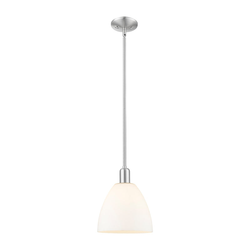 Innovations Bristol 9in 1-Light Mini Pendant | Industrial Brushed Satin Nickel and Matte White Glass | Kitchen Island & Dining | Model 716-1S-SN-GBD-91