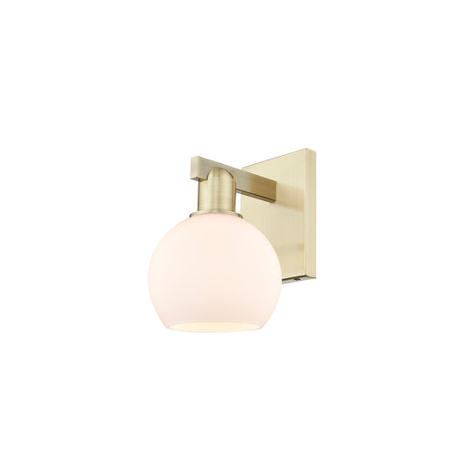 Innovations Athens 6in 1-Light Wall Sconce | Industrial Antique Brass and Matte White Glass | Hallway & Bathroom Accent | 5.88 x | Model 716-1W-AB-G121-6