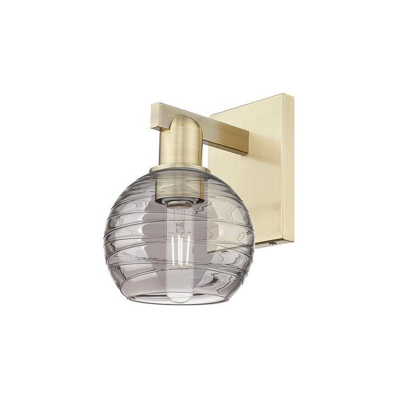 Innovations Athens Deco Swirl 1Lt 6" Sconce, Antique Brass/Smoke
