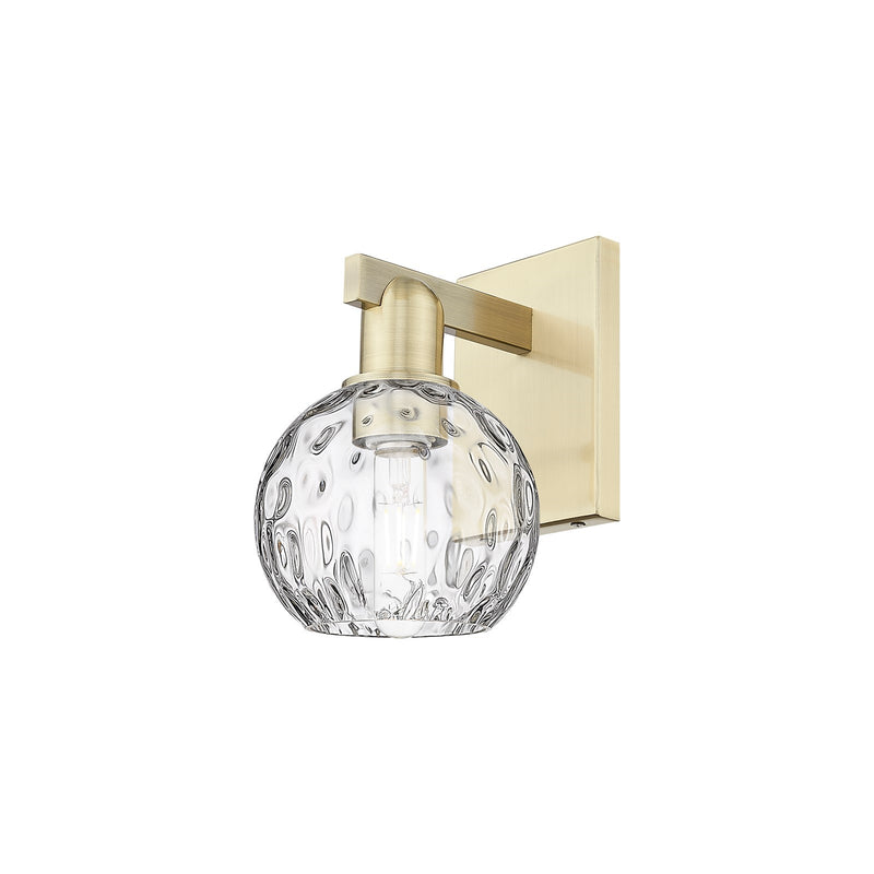 Innovations Athens Water Glass 6in 1-Light Wall Sconce | Industrial Antique Brass Steel and Clear Water Glass | Bathroom & | Model 716-1W-AB-G1215-6