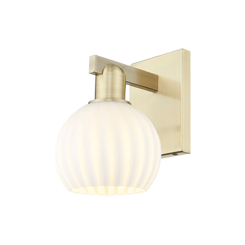 Innovations Lighting Arcadia 6in 1-Light Wall Sconce | Industrial Antique Brass and White Venetian Glass | Bathroom & Hallway | Model 716-1W-AB-G1217-6WV