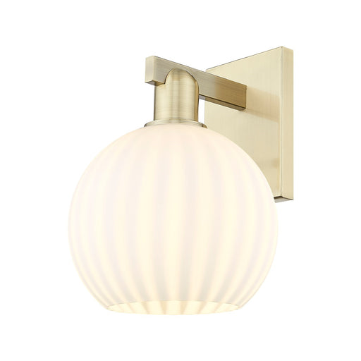 Innovations Lighting White Venetian 8in 1-Light Wall Sconce | Industrial Antique Brass Steel and White Venetian Glass | Model 716-1W-AB-G1217-8WV