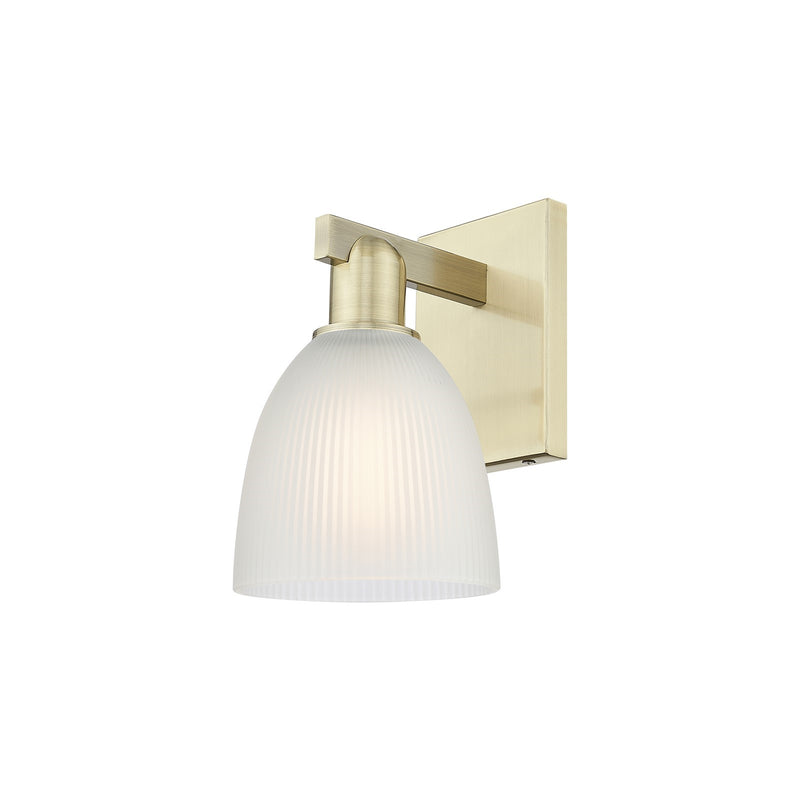 Innovations Castile 6in 1-Light Wall Sconce | Industrial Antique Brass and White Glass | Bathroom & Hallway Accent | 6 x 10.75 in | Model 716-1W-AB-G381