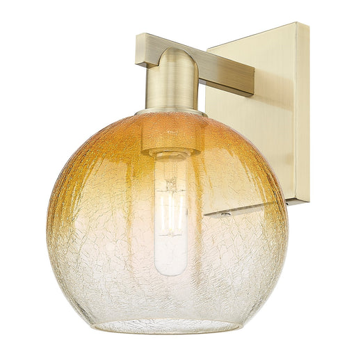 Innovations Brookhaven Globe 8in 1-Light Wall Sconce | Industrial Antique Brass and Amber Glass | Bathroom & Hallway Accent | 8 | Model 716-1W-AB-G483-8AM