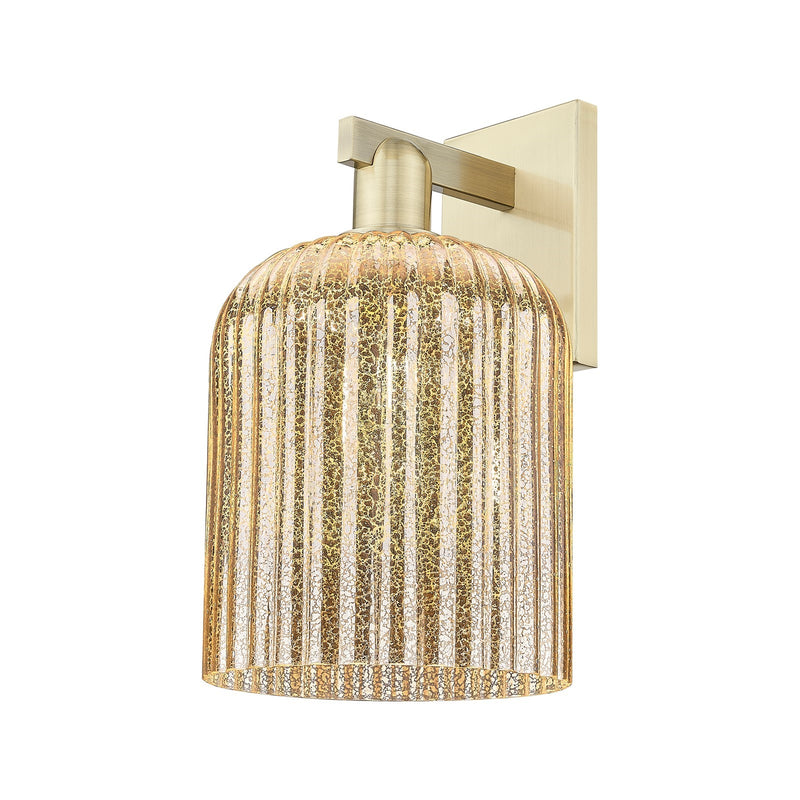 Innovations Bridal Veil 8in 1-Light Wall Sconce | Industrial Antique Brass and Mercury Ribbed Glass | Bathroom & Hallway Accent | Model 716-1W-AB-G559-8ME