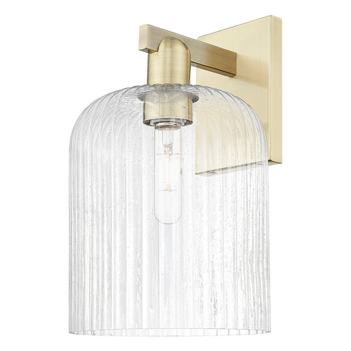 Innovations Bridal Veil 8in 1-Light Wall Sconce | Industrial Antique Brass Steel and Seedy Ribbed Glass | Damp Rated Hallway & | Model 716-1W-AB-G559-8SDY