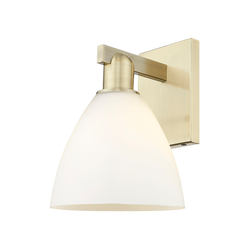 Innovations Bristol 8in 1-Light Wall Sconce | Industrial Antique Brass Steel and Matte White Glass | Living Room & Hallway | 7.5 | Model 716-1W-AB-GBD-751