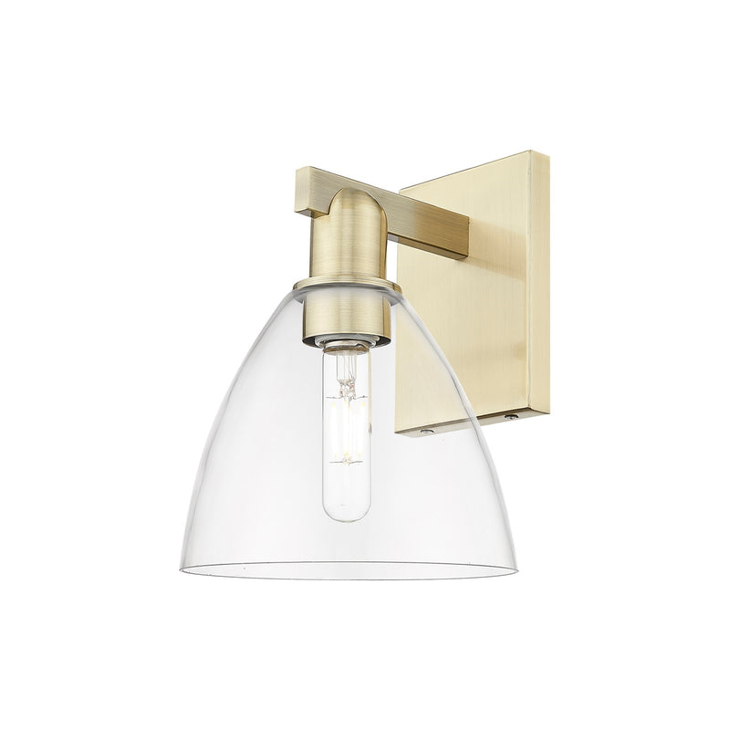 Innovations Bristol 7.5in 1-Light Wall Sconce | Industrial Antique Brass Steel and Clear Glass | Damp-Rated Hallway & Bathroom | Model 716-1W-AB-GBD-752