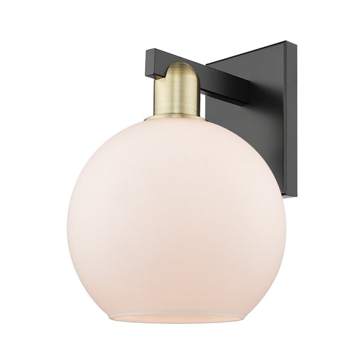 Innovations Athens 8in 1-Light Wall Sconce | Industrial Black Antique Brass and Matte White Glass | Bathroom & Hallway Accent | Model 716-1W-BAB-G121-8
