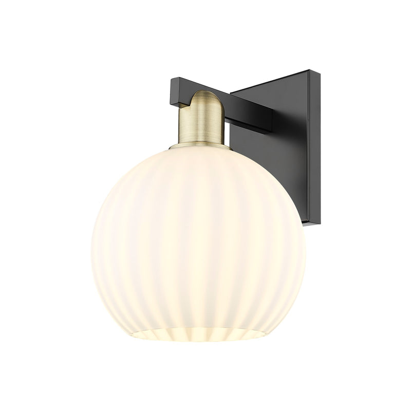 Innovations Lighting Arcadia 8in 1-Light Wall Sconce | Industrial Black Antique Brass and White Venetian Glass | Bathroom & | Model 716-1W-BAB-G1217-8WV