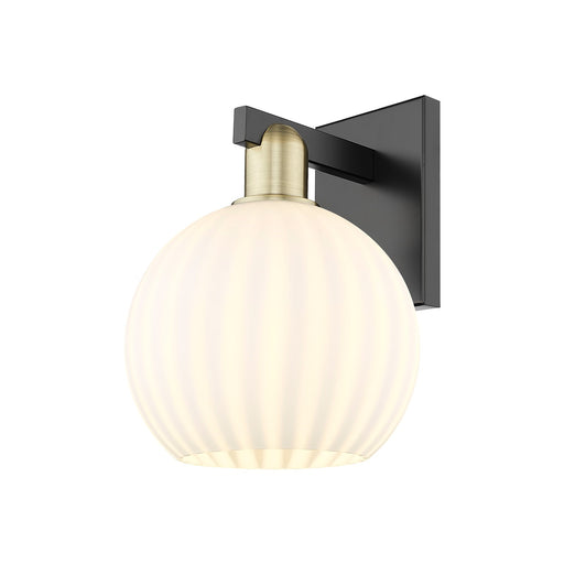 Innovations Lighting Arcadia 8in 1-Light Wall Sconce | Industrial Black Antique Brass and White Venetian Glass | Bathroom & | Model 716-1W-BAB-G1217-8WV