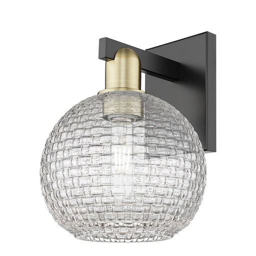 Innovations Athens 8in 1-Light Wall Sconce | Industrial Black Antique Brass and Clear Basket Weave Glass | Bathroom & Hallway | Model 716-1W-BAB-G122C-8CL
