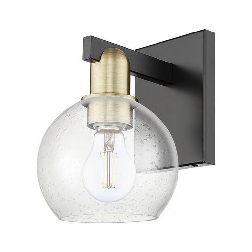 Innovations Athens 6in 1-Light Wall Sconce | Industrial Black Antique Brass Steel and Seedy Glass | Hallway & Bathroom Accent | Model 716-1W-BAB-G124-6