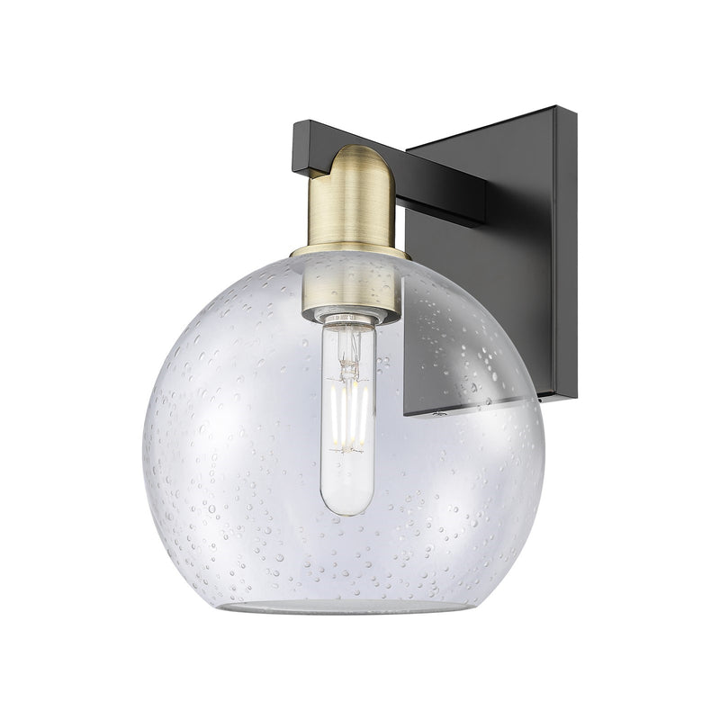 Innovations Athens 8in 1-Light Wall Sconce | Industrial Black Antique Brass and Seedy Glass | Bathroom & Hallway Accent | 8 x | Model 716-1W-BAB-G124-8
