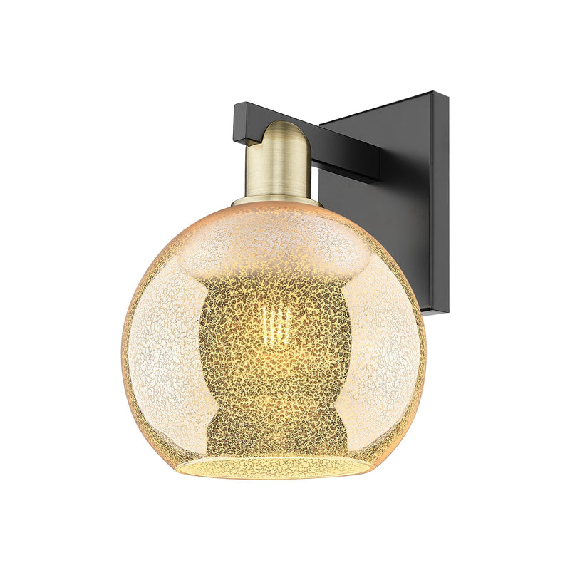 Innovations Athens 8in 1-Light Wall Sconce | Industrial Black Antique Brass and Mercury Glass | Bathroom & Hallway Accent | 8 x | Model 716-1W-BAB-G128-8