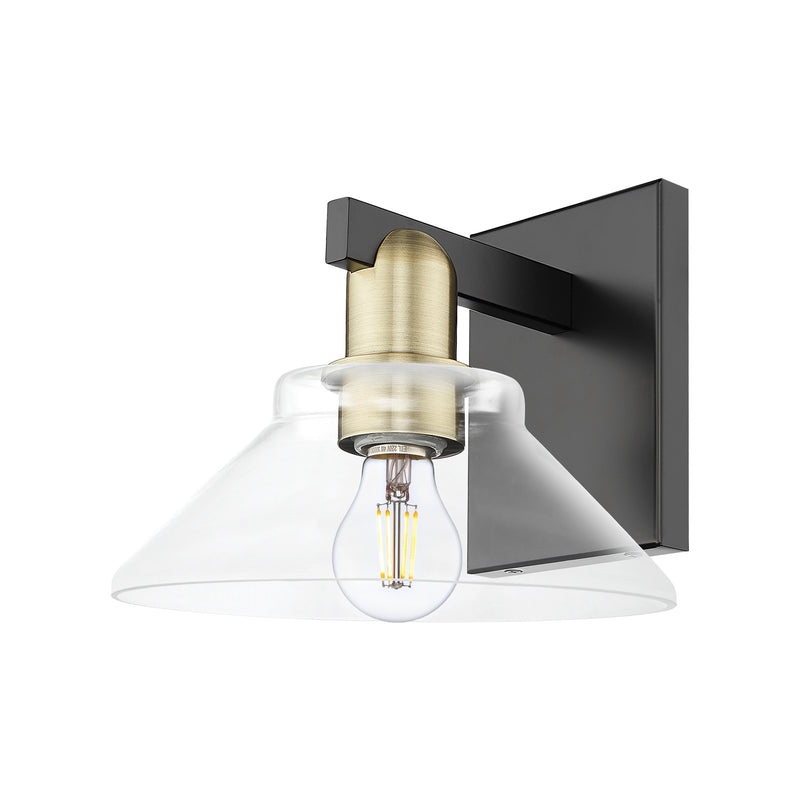 Innovations Orwell 1-Light Wall Sconce | Industrial Black Antique Brass Steel and Clear Glass | Hallway & Bathroom Accent | 8.38 x | Model 716-1W-BAB-G132