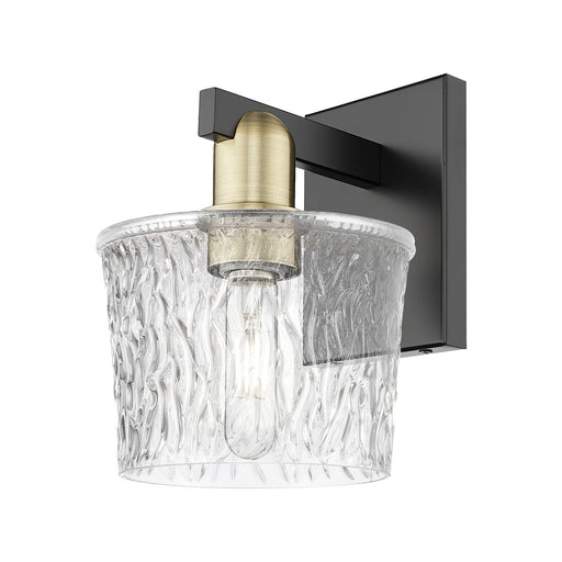 Innovations Niagara 1-Light 6.5in Wall Sconce | Industrial Black Antique Brass and Clear Textured Glass | Bathroom & Hallway | Model 716-1W-BAB-G402