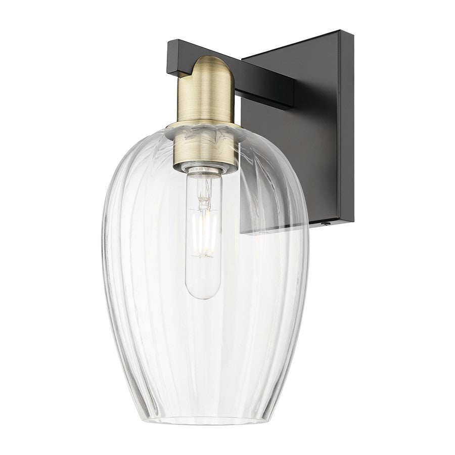 Innovations Preston 1Lt 6" Flute Sconce, Black Brass/Clear - 716-1W-BAB-G457-6CL