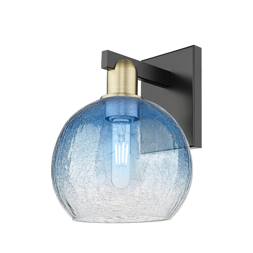 Innovations Brookhaven Globe 8in 1-Light Wall Sconce | Industrial Black Antique Brass and Sapphire Blue Glass | Bathroom & | Model 716-1W-BAB-G483-8SB