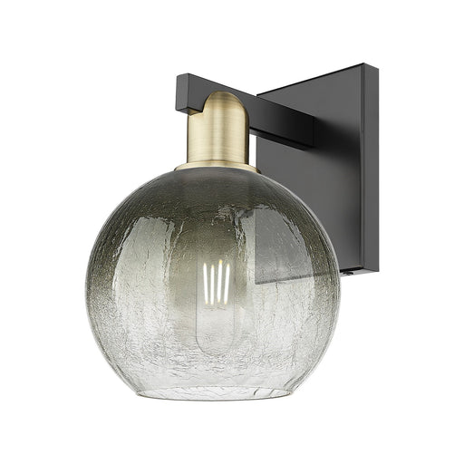 Innovations Brookhaven Globe 1-Light Wall Sconce | Industrial Black Antique Brass Steel and Slate Glass | Damp-Rated Bathroom | Model 716-1W-BAB-G483-8SL