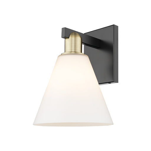 Innovations Berkshire Glass 8in 1-Light Wall Sconce | Industrial Black Antique Brass and Matte White Glass | Bathroom Vanity & | Model 716-1W-BAB-GBC-81