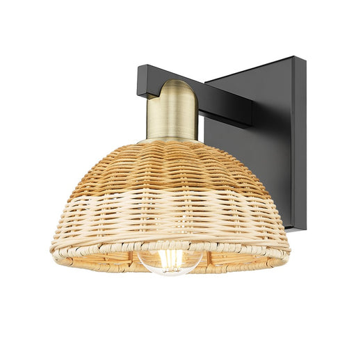Innovations NB Dome 1Lt 7" Sconce, Black Brass/Nat