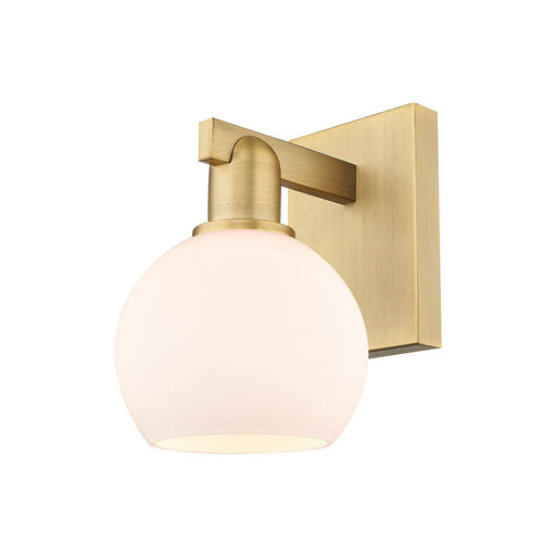 Innovations Athens 6in 1-Light Wall Sconce | Industrial Brushed Brass Steel and Matte White Glass | Entryway & Hallway Accent | Model 716-1W-BB-G121-6