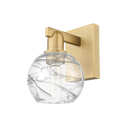 Innovations Athens Deco Swirl 6in 1-Light Wall Sconce | Industrial Brushed Brass and Clear Deco Swirl Glass | Bathroom & | Model 716-1W-BB-G1213-6CL