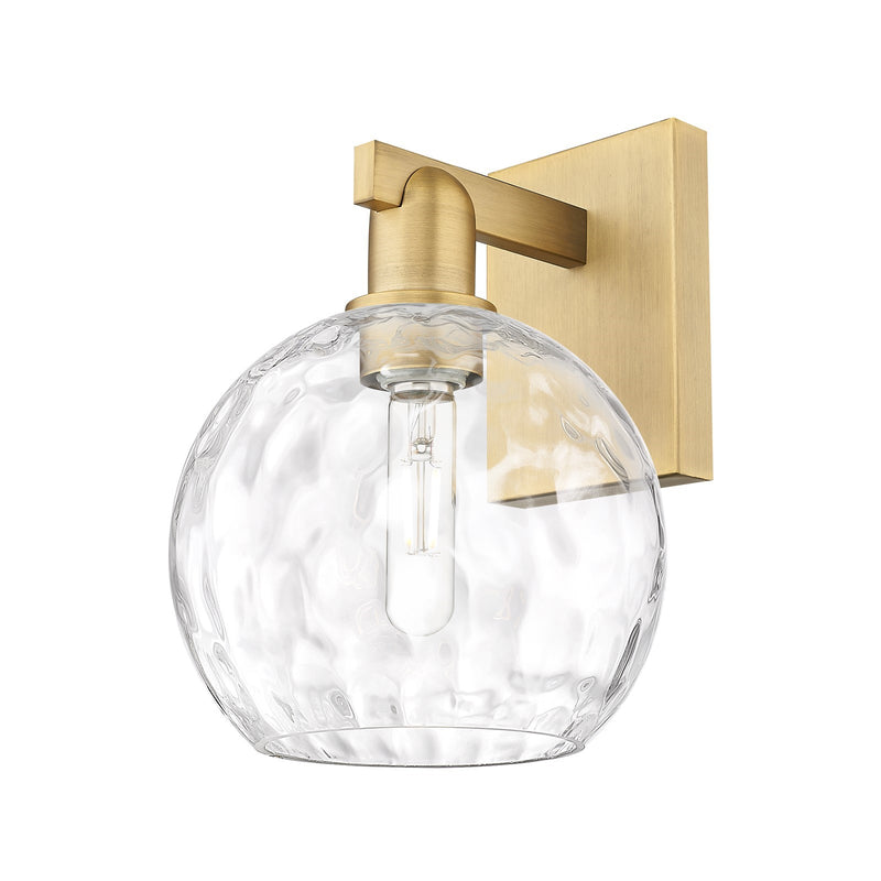 Innovations Athens Water Glass 8in 1-Light Wall Sconce | Industrial Brushed Brass and Clear Glass | Entryway & Hallway Accent | Model 716-1W-BB-G1215-8