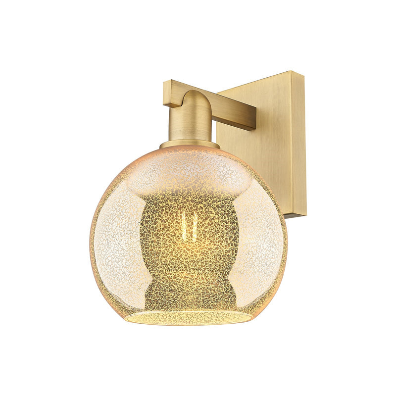 Innovations Athens 8in 1-Light Wall Sconce | Industrial Brushed Brass and Mercury Glass | Bathroom & Hallway Accent | 8 x 11.75 x | Model 716-1W-BB-G128-8