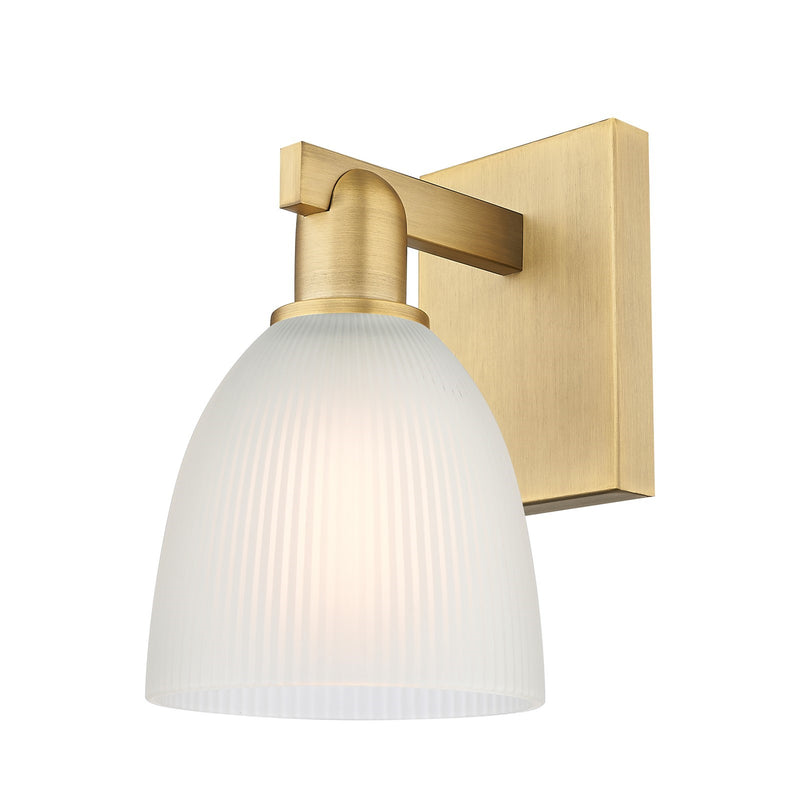 Innovations Castile 6in 1-Light Wall Sconce | Industrial Brushed Brass and White Glass | Entryway & Hallway Accent | 6 x 10.75 x | Model 716-1W-BB-G381