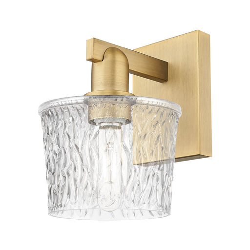 Innovations Niagara 1-Light 6.5in Wall Sconce | Industrial Brushed Brass Steel and Clear Textured Glass | Living Room & Hallway | Model 716-1W-BB-G402