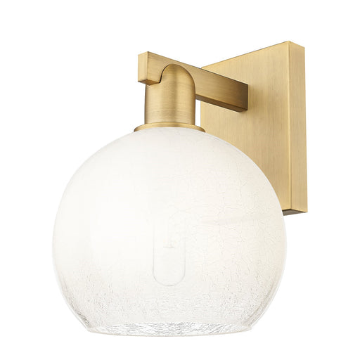 Innovations Brookhaven Globe 8in 1-Light Wall Sconce | Industrial Brushed Brass and Opal Glass | Bathroom & Hallway Accent | 8 | Model 716-1W-BB-G483-8OP
