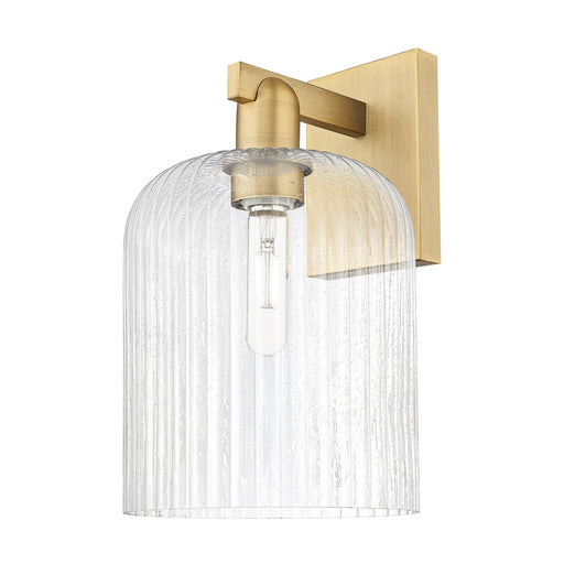 Innovations Bridal Veil 8in 1-Light Wall Sconce | Industrial Brushed Brass and Seedy Ribbed Glass | Bathroom & Hallway Accent | Model 716-1W-BB-G559-8SDY